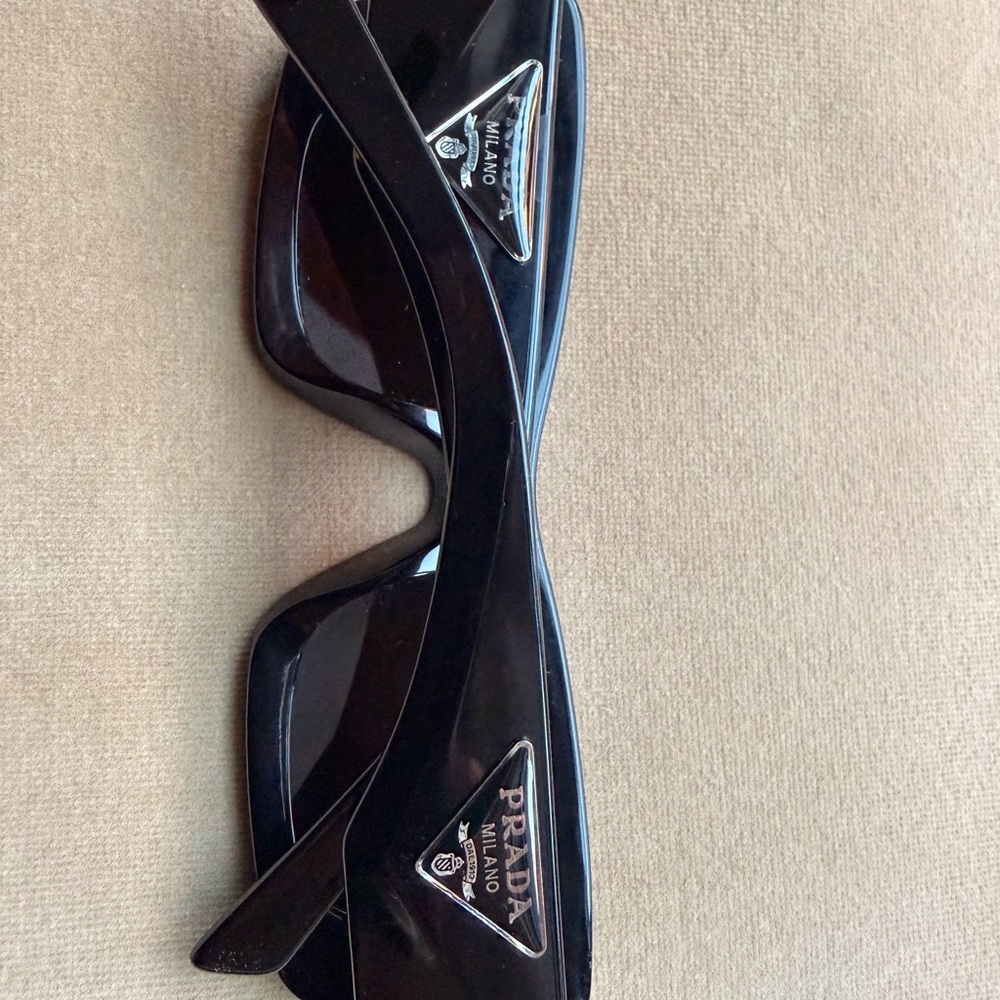 Prada Black Gloss Logo Triangle Sunglasses